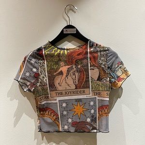 Tarot card sheer cropped t-shirt